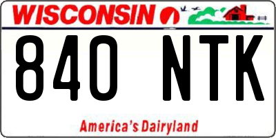 WI license plate 840NTK