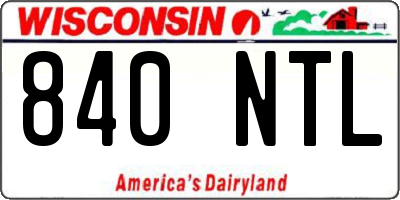 WI license plate 840NTL