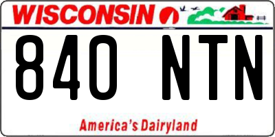 WI license plate 840NTN