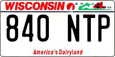 WI license plate 840NTP