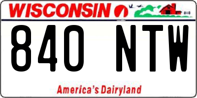 WI license plate 840NTW