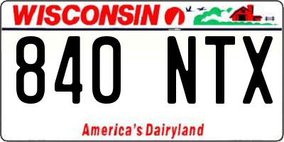 WI license plate 840NTX