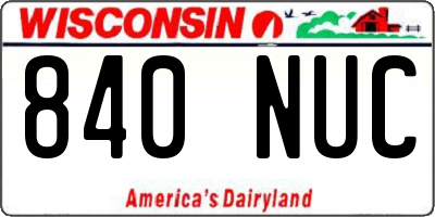 WI license plate 840NUC