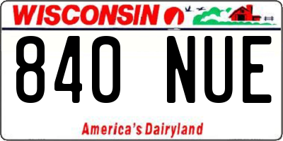 WI license plate 840NUE