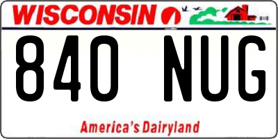 WI license plate 840NUG