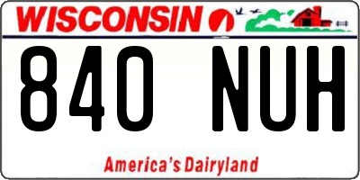 WI license plate 840NUH