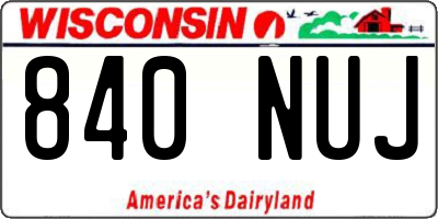 WI license plate 840NUJ