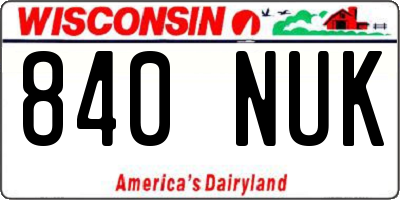 WI license plate 840NUK