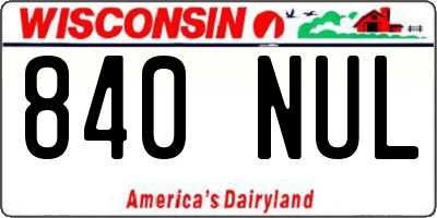 WI license plate 840NUL