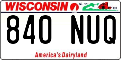 WI license plate 840NUQ