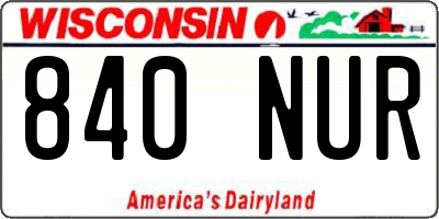 WI license plate 840NUR