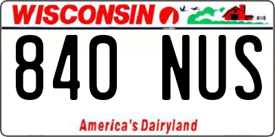 WI license plate 840NUS
