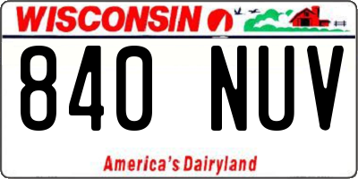 WI license plate 840NUV