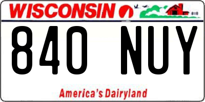 WI license plate 840NUY