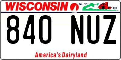 WI license plate 840NUZ