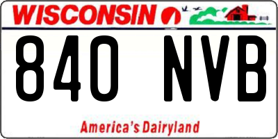 WI license plate 840NVB