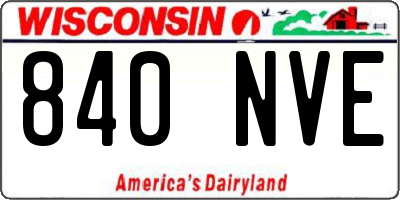WI license plate 840NVE