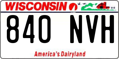 WI license plate 840NVH