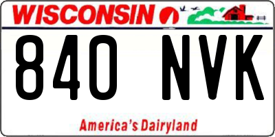 WI license plate 840NVK