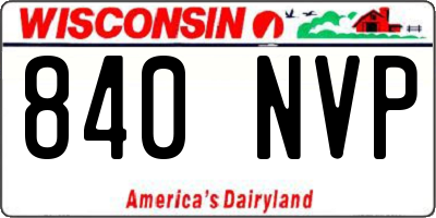 WI license plate 840NVP