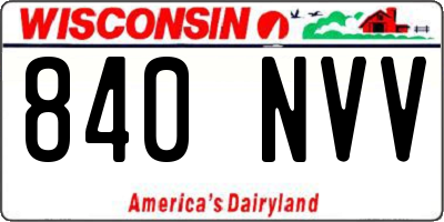 WI license plate 840NVV