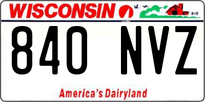 WI license plate 840NVZ