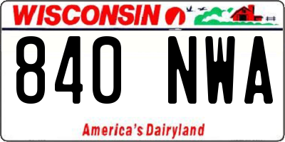 WI license plate 840NWA