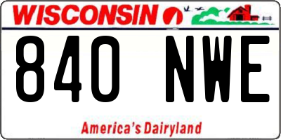 WI license plate 840NWE