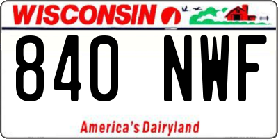 WI license plate 840NWF