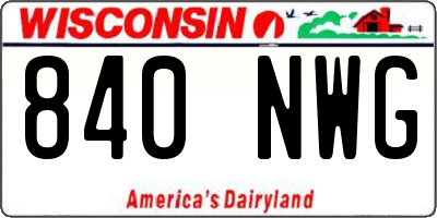 WI license plate 840NWG