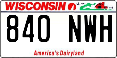 WI license plate 840NWH