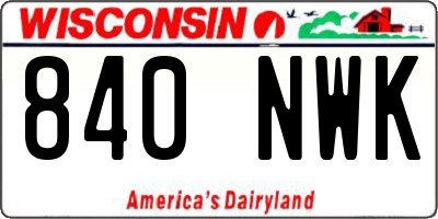 WI license plate 840NWK