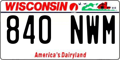 WI license plate 840NWM