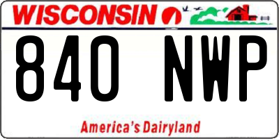 WI license plate 840NWP