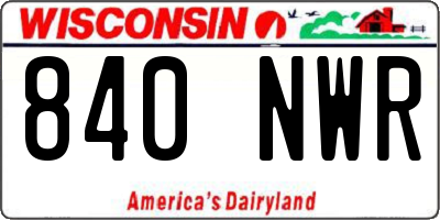 WI license plate 840NWR