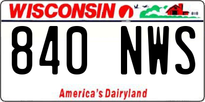 WI license plate 840NWS