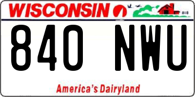 WI license plate 840NWU