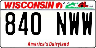 WI license plate 840NWW