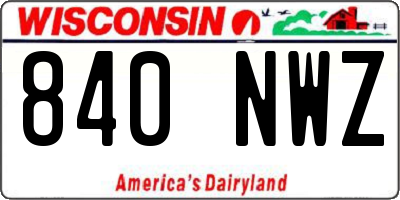 WI license plate 840NWZ