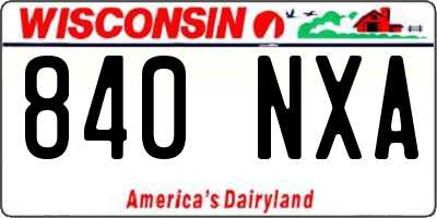 WI license plate 840NXA