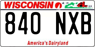 WI license plate 840NXB