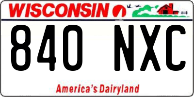 WI license plate 840NXC