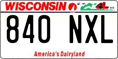 WI license plate 840NXL