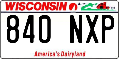 WI license plate 840NXP