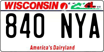WI license plate 840NYA