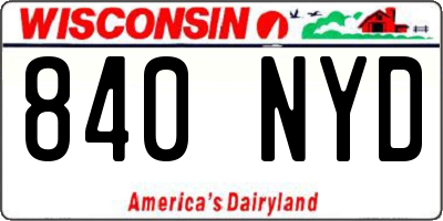 WI license plate 840NYD