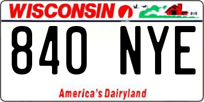 WI license plate 840NYE