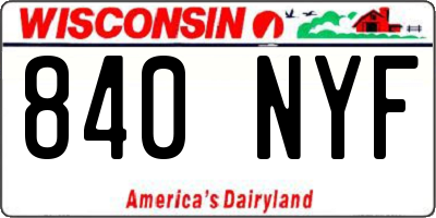 WI license plate 840NYF