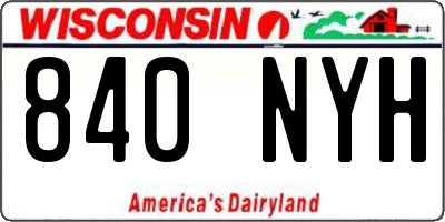 WI license plate 840NYH