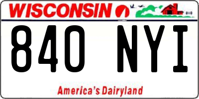WI license plate 840NYI
